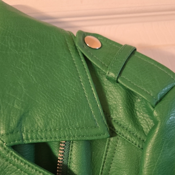 INC International Concepts Vibrant Green Leather Jacket - Picture 5 of 6